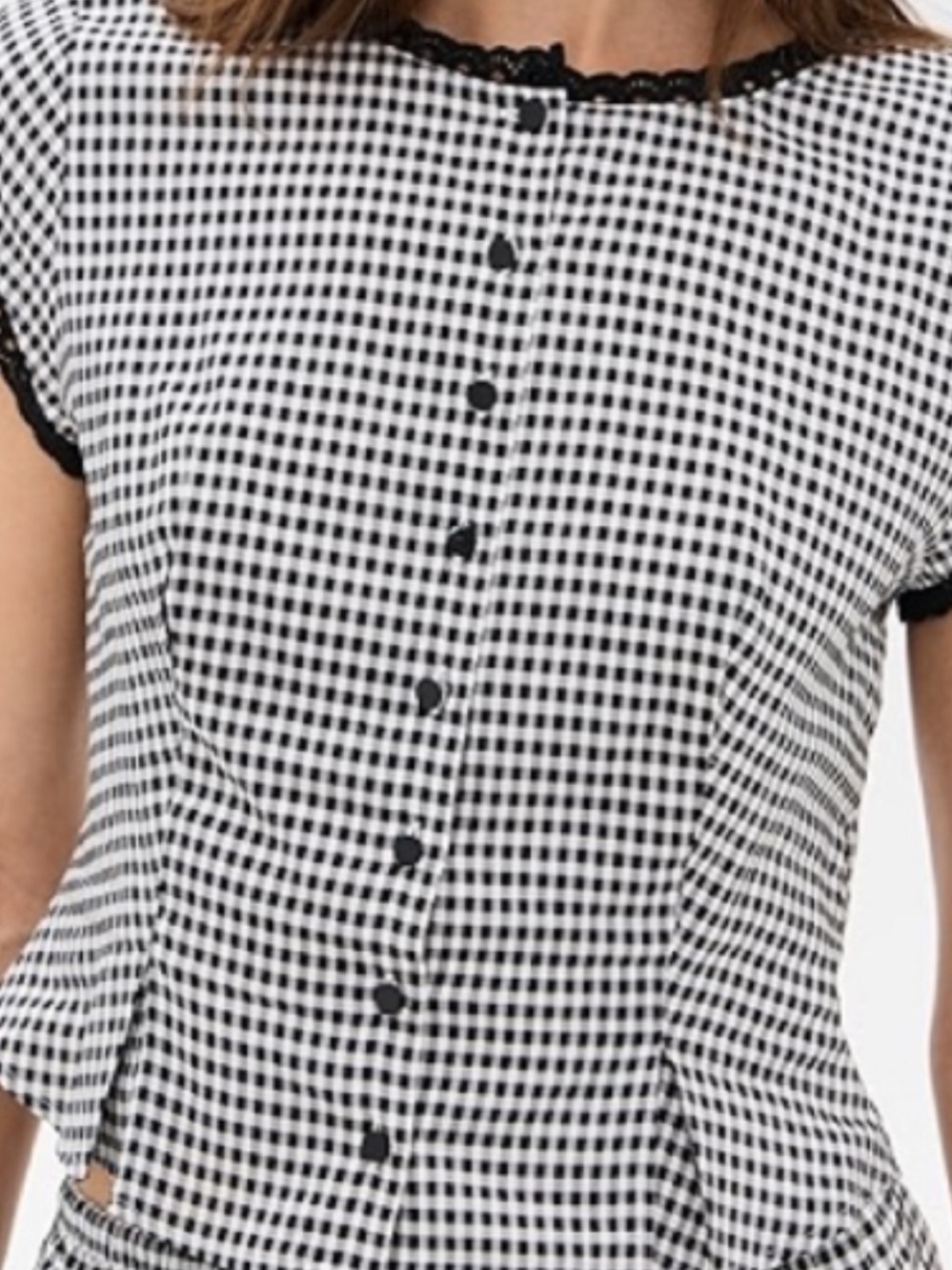 Reformation Black & White Gingham Button-Front Top